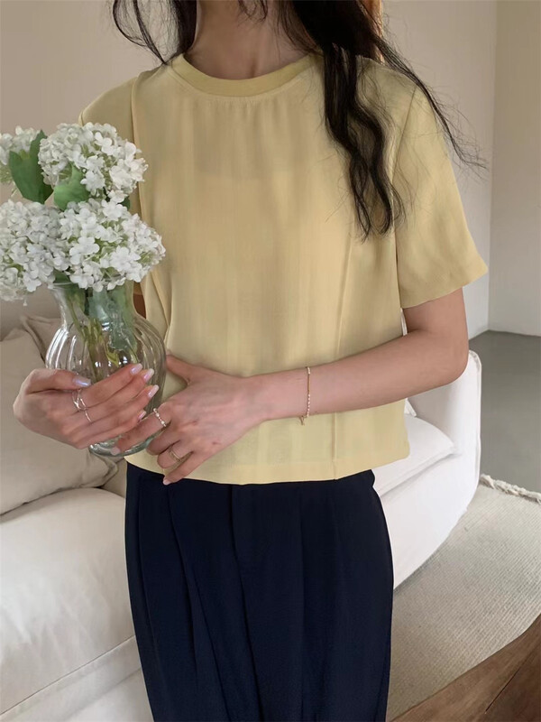 New in early summer! [forming-z] crew neck simple solid color shirt (without matching) 91163# zxl