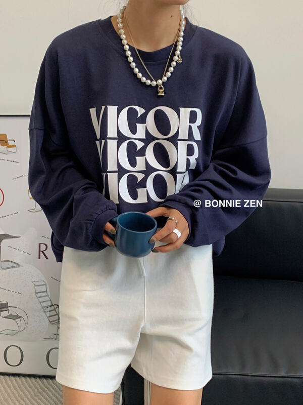 [Bonnie] letter loose print sweater 2234# XYJ