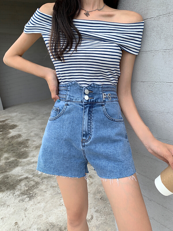 New in early summer! [JFT] Korean version of wool washed denim shorts 2003-1 wash blue # CLS