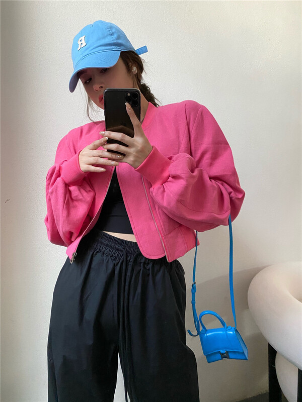 goods in stock! [modern 197] Korean version solid color Baseball Jacket collar jacket 1681# zyh