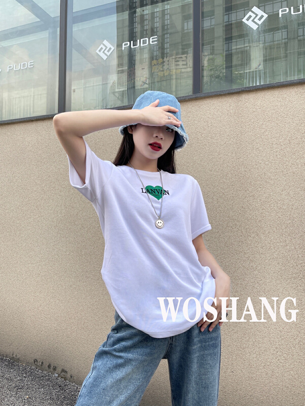 New year in early spring! [woshang woshang] Korean sweet letter love embroidery short sleeve T-shirt 1005# CJJ