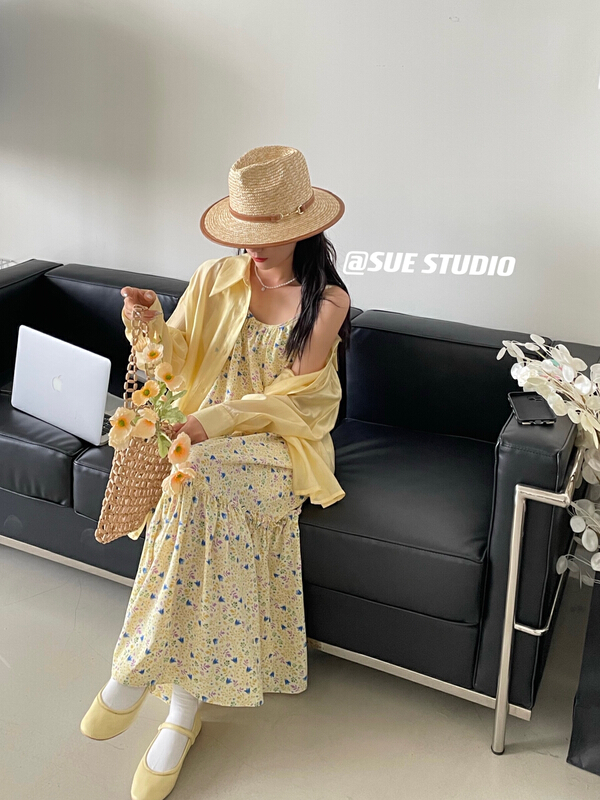 [Sue studio] floral suspender skirt and suspender skirt 99962# ZSY