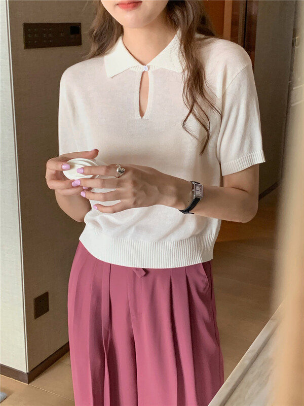 [simnice] Korean solid color short sleeve T-shirt m2519# cqw