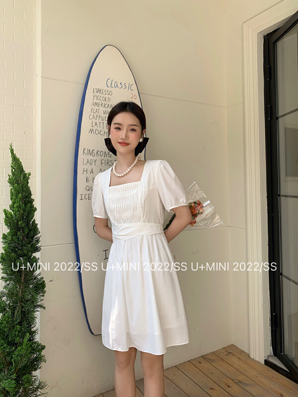 New in early summer! [U + Mini] temperament lady slim bandage waist closing short slim dress d0581# WPL