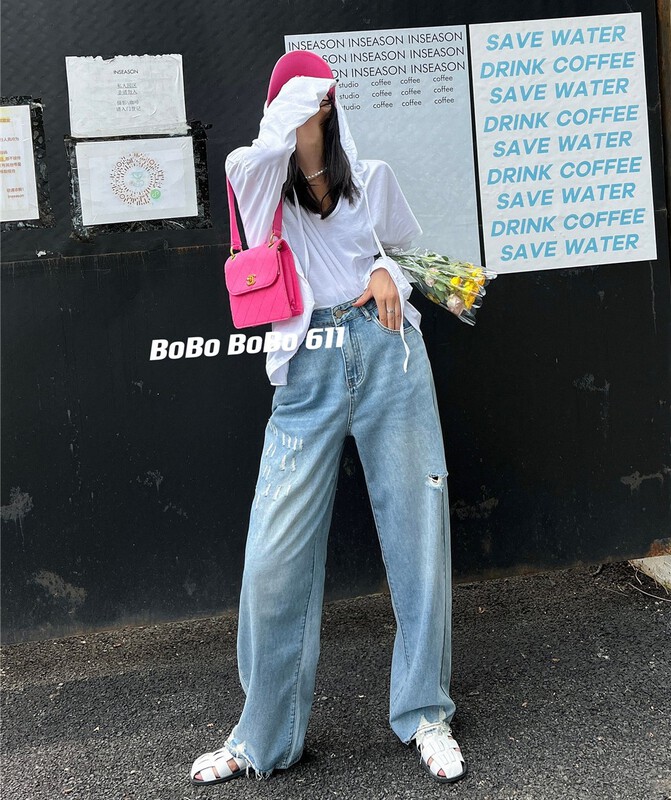 [Bobo] Korean personalized baggy jeans 611# cqw with holes