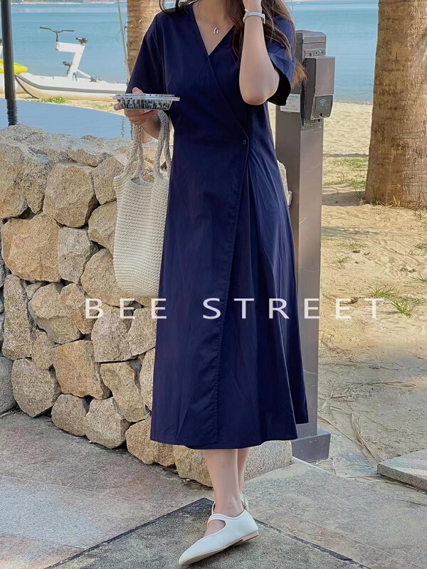 goods in stock! New in early summer! [b2b2v # Korean collar dress