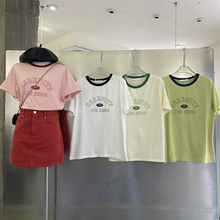 New in early summer! [June] Korean alphabet printed short sleeve T-shirt 802836# XYY