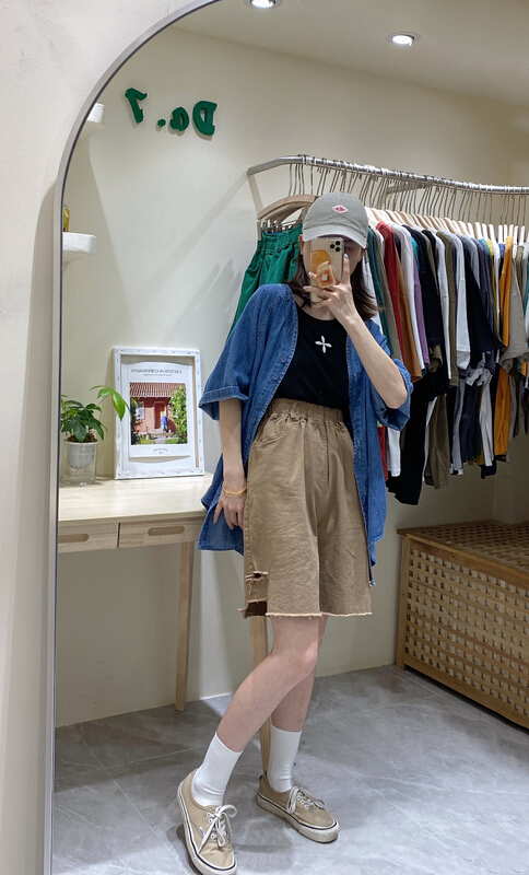 New in early summer! [da. 7] fashionable and versatile high waist slim hole casual shorts (only casual shorts) 8885# LSL