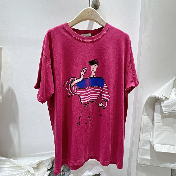 New in early summer! [C.C] Korean round neck portrait printed short sleeve T-shirt 1033# XYJ