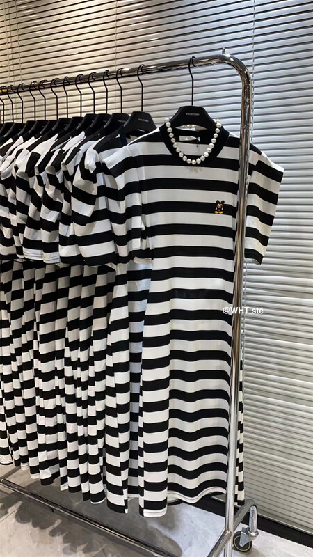 [wht] back open waist embroidered stripe loose dress ys1-4092# WTT