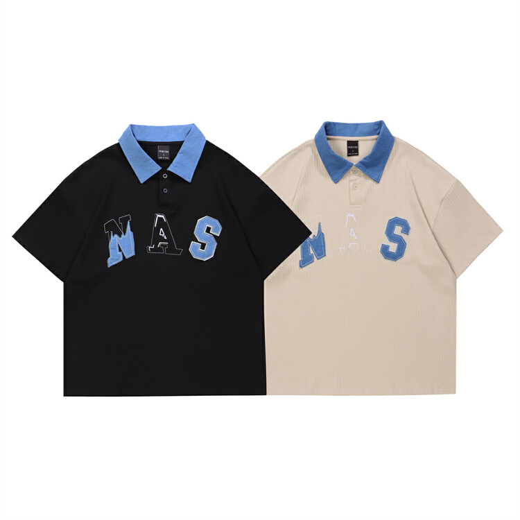 New in early summer! [venue] simple and versatile letter Pullover polo shirt 2d933# CSX