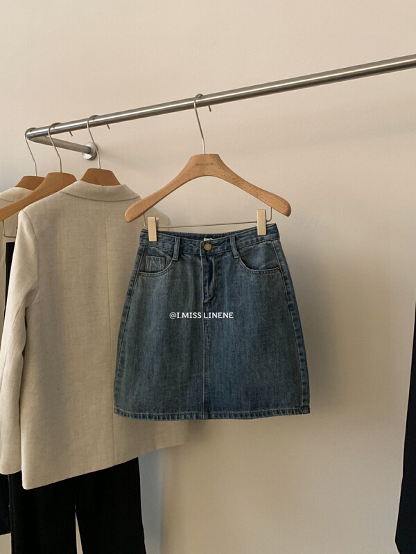 [Imiss] retro versatile thin nostalgic denim skirt cx7956# LSW