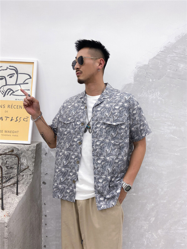 [Binli] personalized plant pattern printed shirt (excluding necklace) l079# ZZL