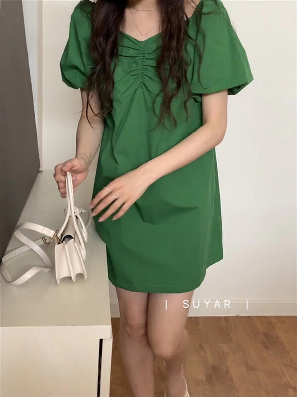 [suyar] simple sweet bubble sleeve dress 2275# HBx