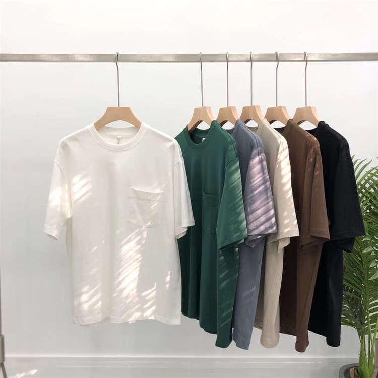 [Macallan] simple solid color single pocket short sleeve T-shirt ys1-215# ZZL