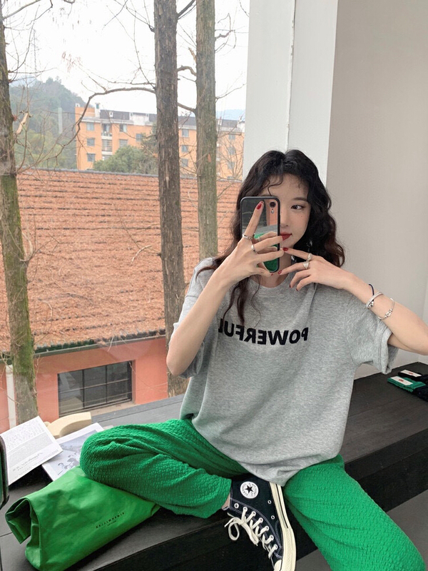 New year in early spring! [wgwe] Korean alphabet versatile short sleeve T-shirt 1147# PCZ