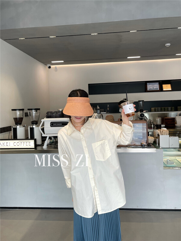 [miss Zi] Korean version solid color loose shirt 2290# cqw