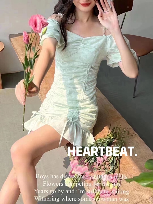 [Heartbeat] pleated lady dress (with detachable chain) h4079# L