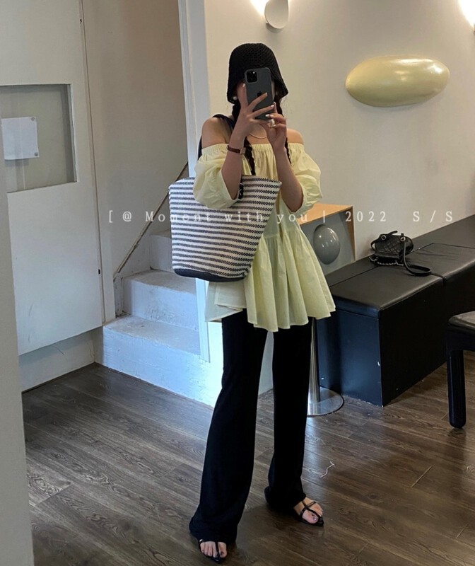 [moment with you] casual Korean one shoulder shirt t0691-j# LSW