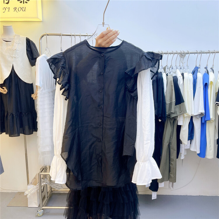 [yayirou] Korean style, thin, ruffled shirt 6610# zyh