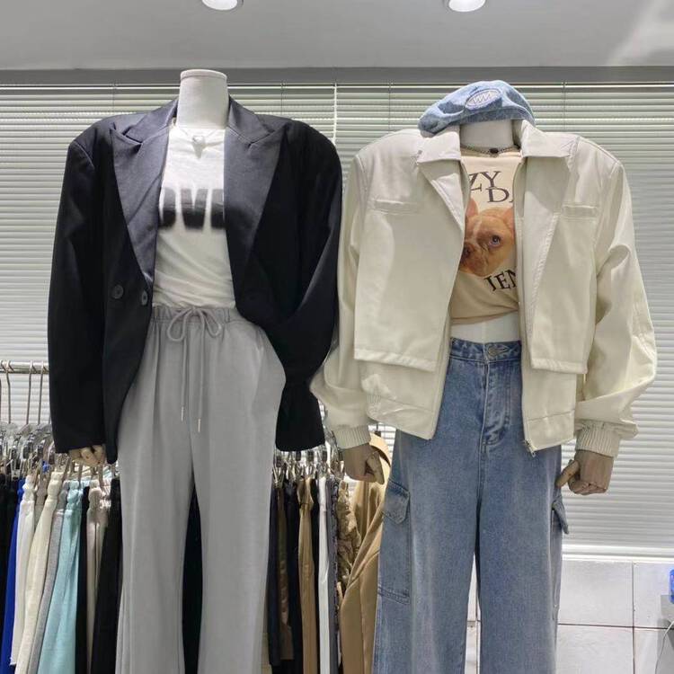 goods in stock! New year in early spring! [ecru] fake two pieces of versatile leather clothes 13227# zxl