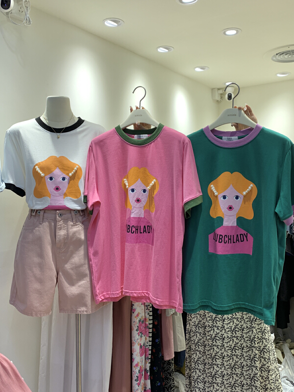 [Simida / doroe] printed crew neck loose short sleeve T-shirt 10887# zxl
