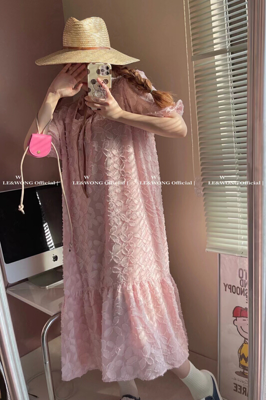 [le & Wong] breathable mesh embroidered dress + internal suspender skirt set 8331# WTT