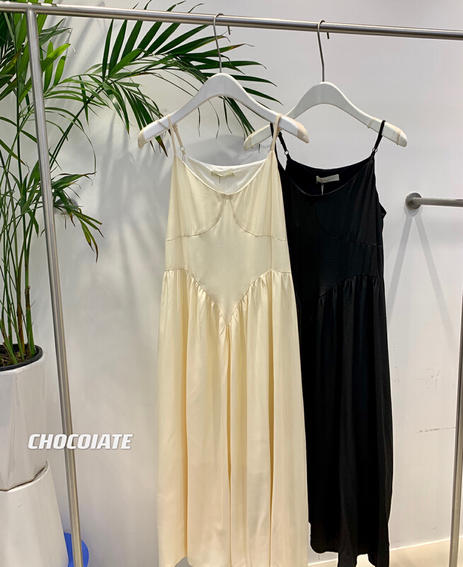New year in early spring! [chocolate] simple suspender versatile dress 21011# L