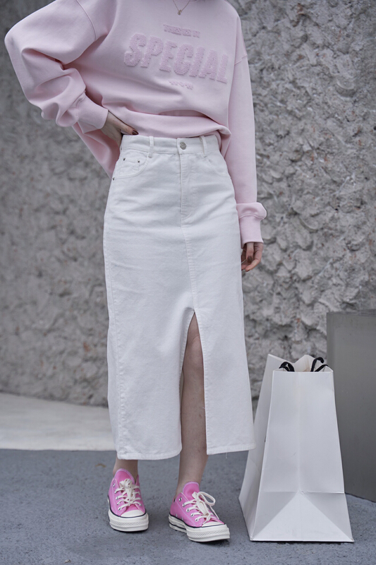 New year in early spring! [Za] high waist retro front slit Corduroy Skirt 10386# LSL