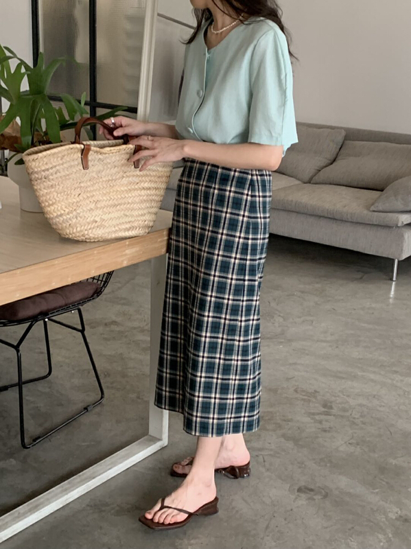 New in early summer! [Gabrielle] versatile plaid skirt b2199# zxl