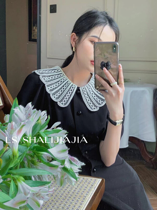goods in stock! [LS] Korean sweet color matching breasted dress 8335# WPL