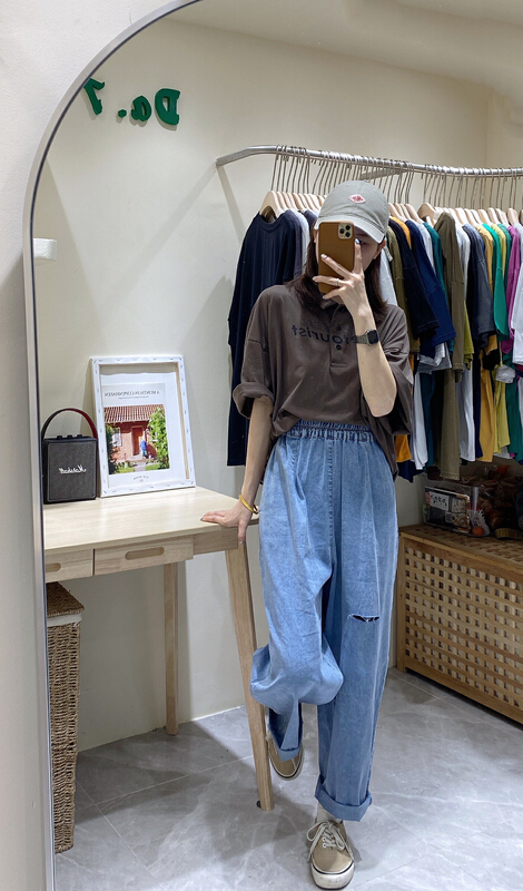 New in early summer! [da. 7] loose and versatile ripped jeans 8878# LSL