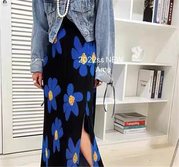 New in early summer! [pepper] elastic waist flower print skirt 636# PCZ