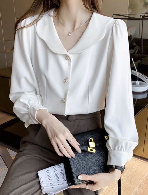 New year in early spring! [Gangan] doll collar, western style, French aging shirt 8398# ll