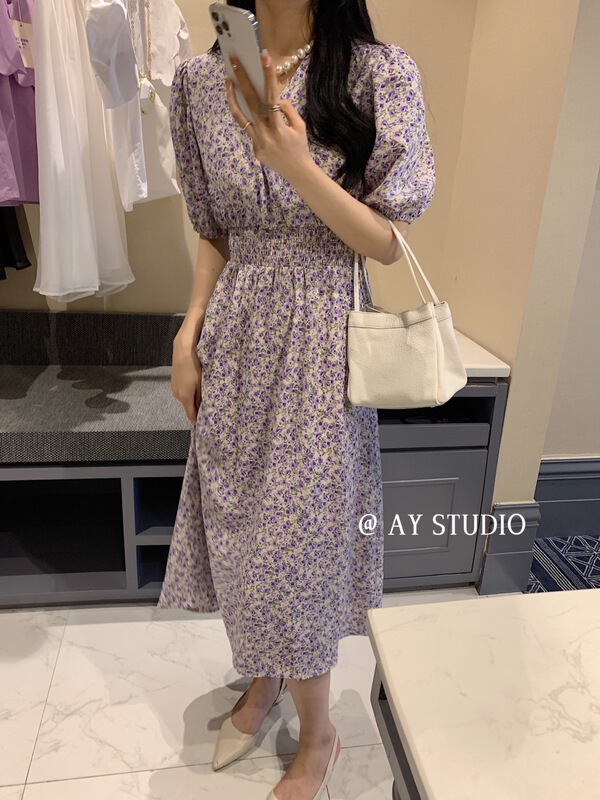 New in early summer! [ay studio] Korean Ladies' short sleeved floral dress 66693# zxx