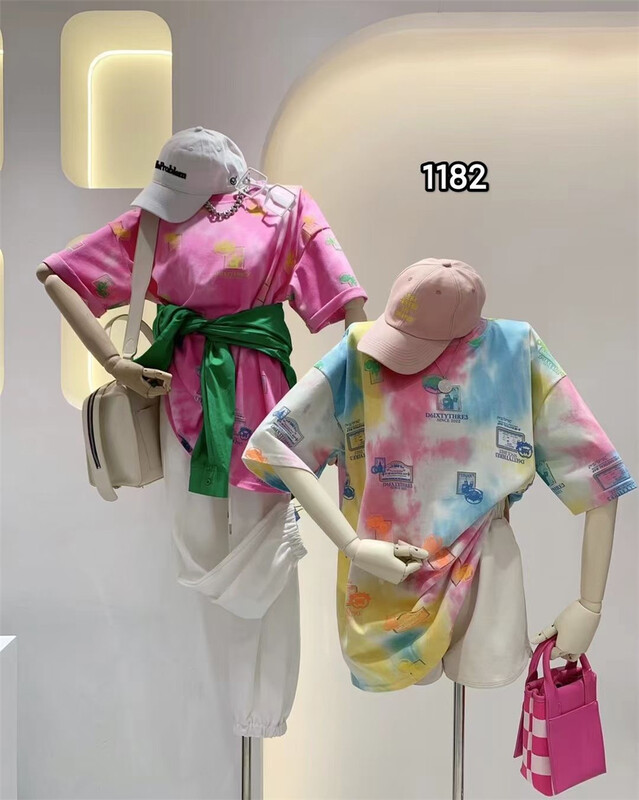 [Yi Ge Li] personalized tie dye pattern printed loose short sleeve T-shirt 1182# WPL