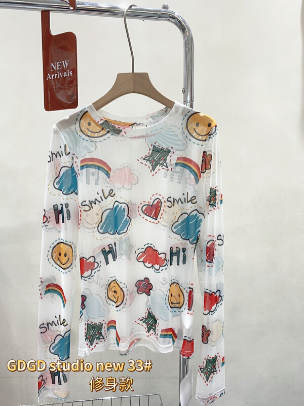 [Yuanxi · element] ice silk sunscreen mesh thin bottomed shirt 33# WTT