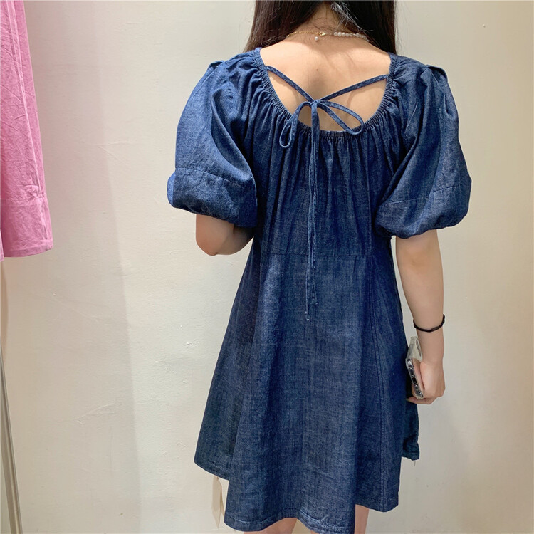 [sugar offices] Korean fashion lace up denim dress 1186# HBx