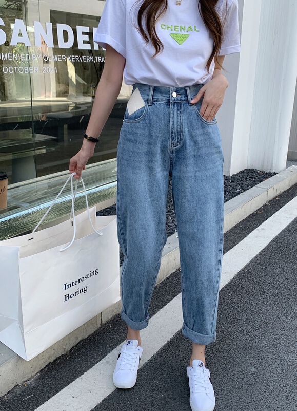 New year in early spring! [Machi Lanxi] Korean letter printed loose jeans 8126# lwy