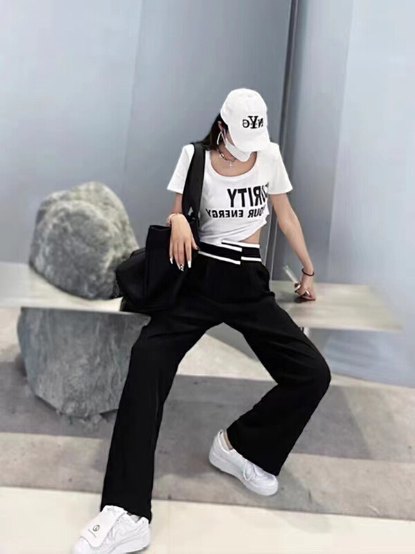 [Lala] simple and versatile letter T-shirt + loose casual pants set 3053# WTT