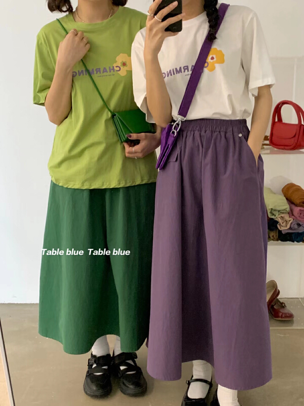 New in early summer! [table blue] Korean version of small fresh flower print short sleeve T-shirt 2111# LSW