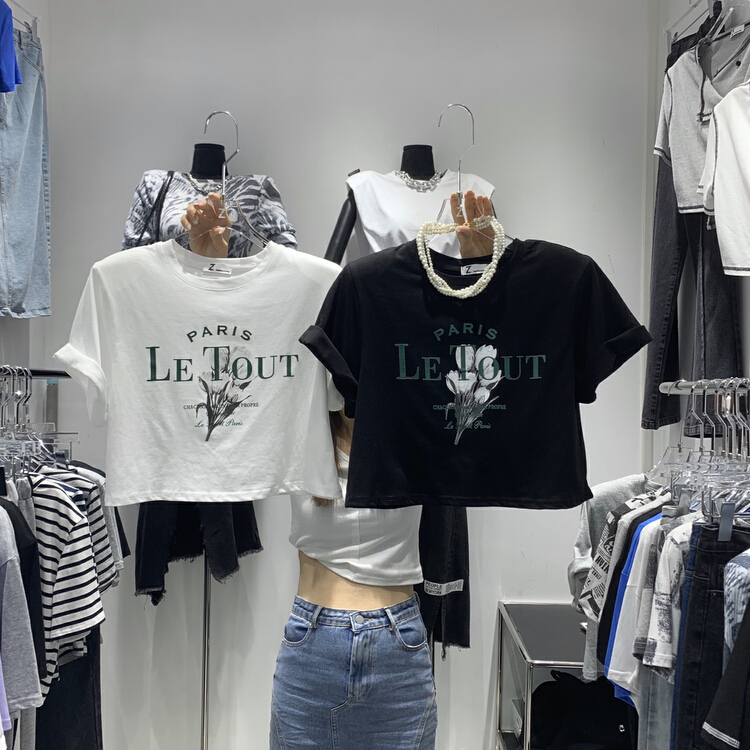 [printed champagne] WTT # short sleeve T-shirt