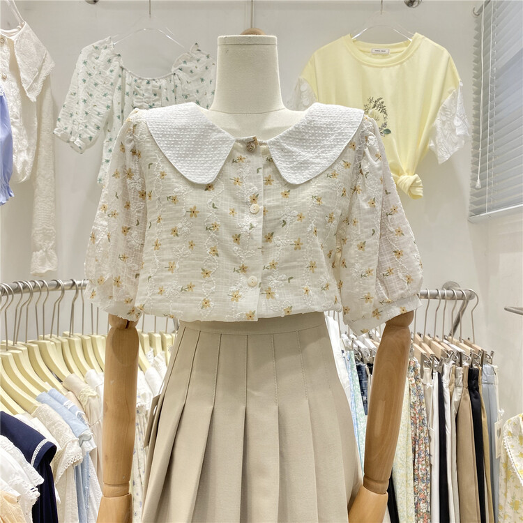 [purpler] Korean broken flower small Lapel shirt 33150# hjy