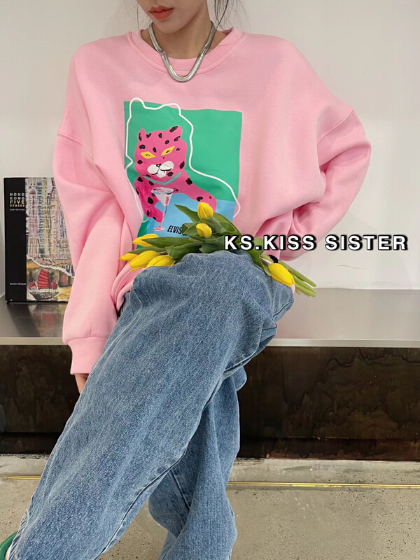 goods in stock! New year in early spring! [KS] cartoon printing design sense of minority fashion sweater 22086# XYJ