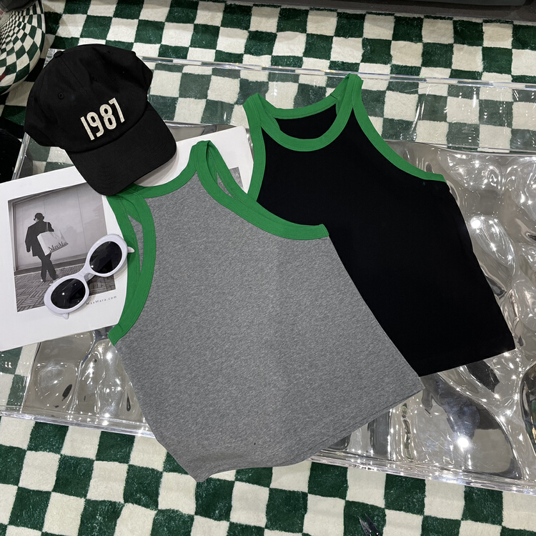 [bobo1972] color blocking high elastic comfortable vest / sling 226325# ozq