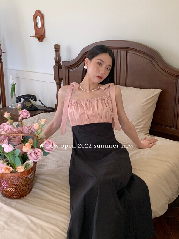 [new open] Korean slim and elegant high waist square neck dress fl22733# zxl