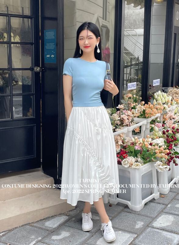 [tabmini] Korean solid color pleated skirt x19577-f# WPL