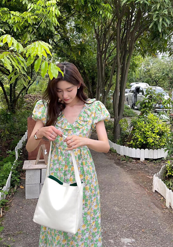[A-One] small fresh lotus leaf collar floral dress 9915# LSW