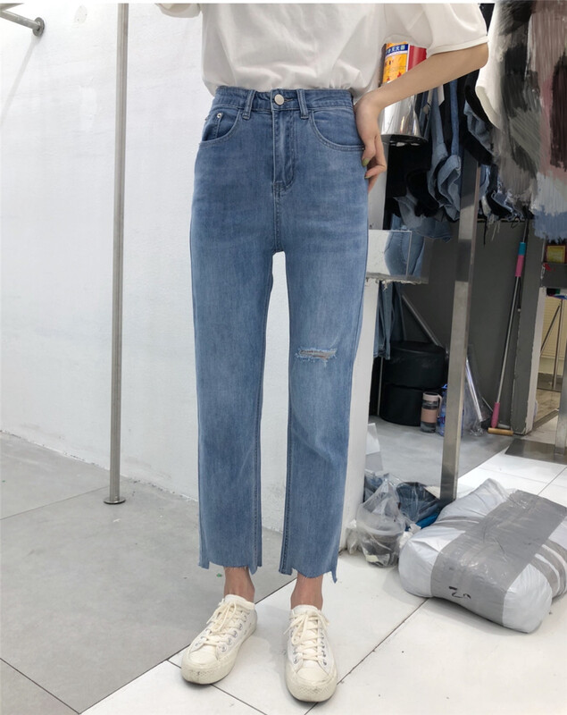 [Qiqi] Korean casual SLIM STRAIGHT JEANS 6180# cqw