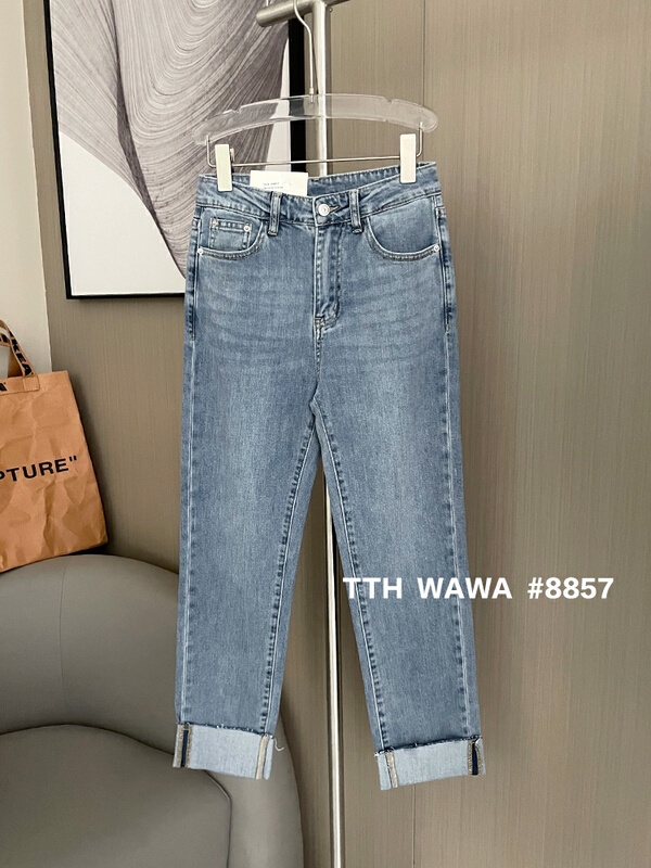 原價100.39! 韓版休閒百搭直筒【WAWA】 韓版休閒百搭直筒牛仔褲  08857#  OZQ